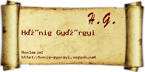 Hönig Györgyi névjegykártya